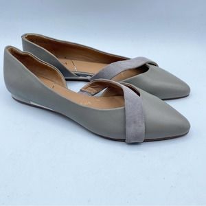 Sava Lennox D'Orsay Leather Flats Size 39/8.5-9 Light Gray Pointed Toe Strappy